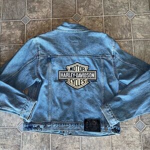 Vintage Harley-Davidson Motorcycles Denim Jacket Collectible Retro Memorabilia